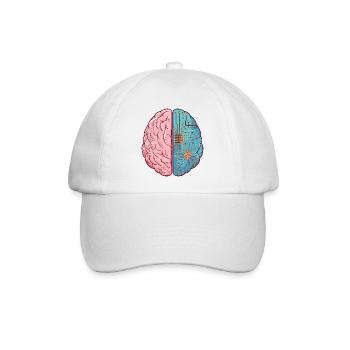 Human Intelligence meets AI – Brain Tech Design - Baseballkappe - Weiß/Weiß - Vorne