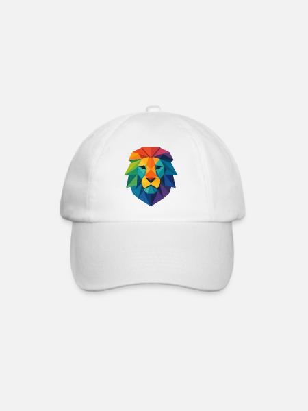 Farbenfroher Wild Poly Low Lion – Art Pop Farben - Baseballkappe - Weiß/Weiß