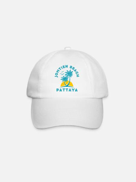 Pattaya Beach Palmensonnenuntergang - Baseballkappe - Weiß/Weiß