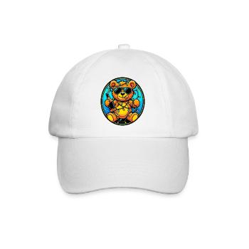 Sommer Teddy Lichterkette Gartenparty Fun Motiv - Baseballkappe - Weiß/Weiß - Vorne