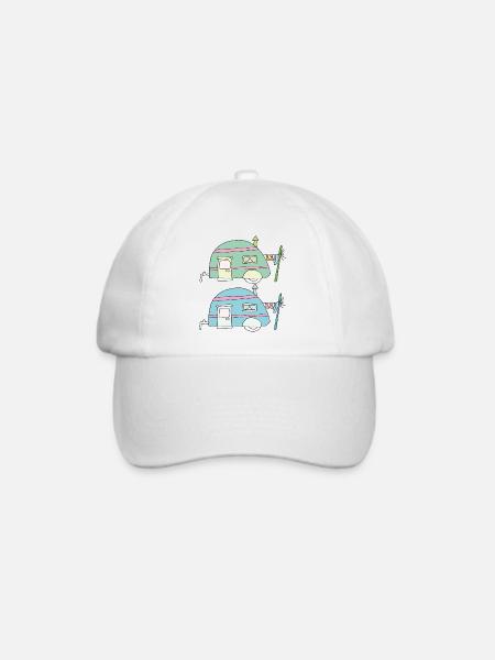 Pastellwohnwagen Cartoon-Duo - Baseballkappe - Weiß/Weiß