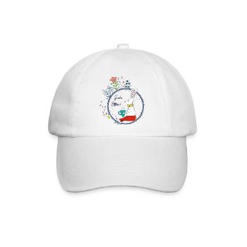 Osterhase mit Teetasse - Baseballkappe - Weiß/Weiß - Vorne