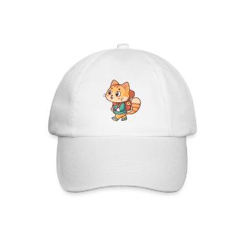 Abenteuerlustige Katze auf einer Wanderung - Baseballkappe - Weiß/Weiß - Vorne