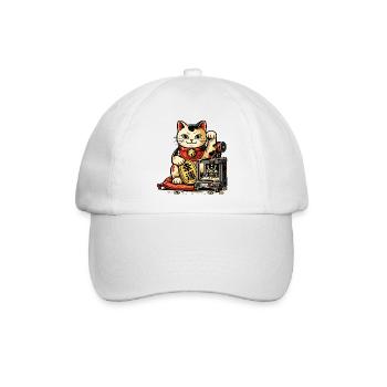 Lucky Maker Cat – Die glückliche Katze der Créates - Baseballkappe - Weiß/Weiß - Vorne