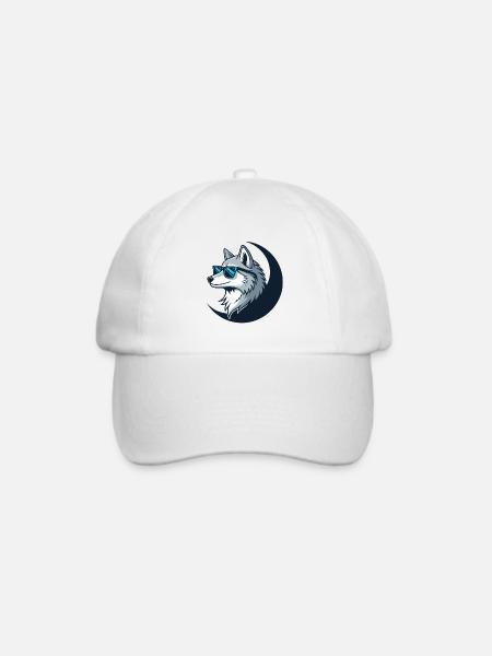 Wolf-Verspielte Sonnenbrille - Baseballkappe - Weiß/Weiß