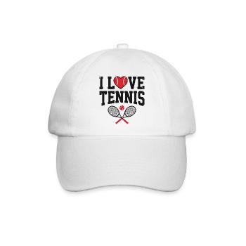 Tennis T-shirt, I Love Tennis Shirt, Hoodie, Tasse - Baseballkappe - Weiß/Weiß - Vorne