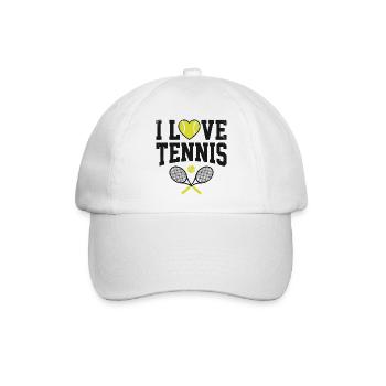 Tennis T-shirt, I Love Tennis Shirt, Hoodie, Tasse - Baseballkappe - Weiß/Weiß - Vorne
