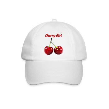 Kirsche Girl Fruchtmotiv - Baseballkappe - Weiß/Weiß - Vorne