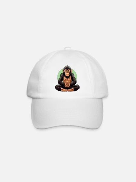 Affen Yoga / Yogi Affe - Baseballkappe - Weiß/Weiß