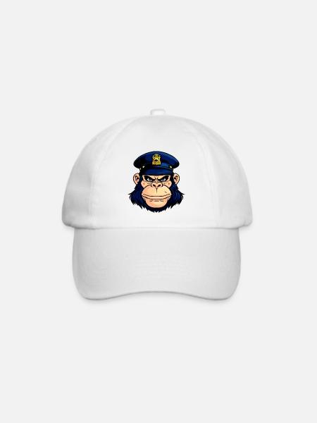 Affen Polizei - Baseballkappe - Weiß/Weiß