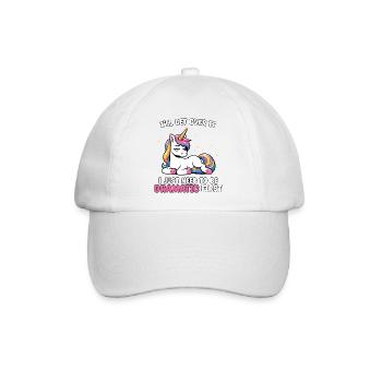 Dramatisch Erst: Einhorn Humor - Baseballkappe - Weiß/Weiß - Vorne