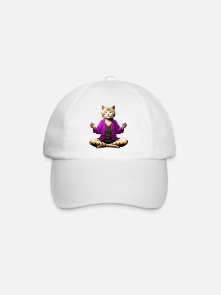 Katze Yogi - Baseballkappe - Weiß/Weiß