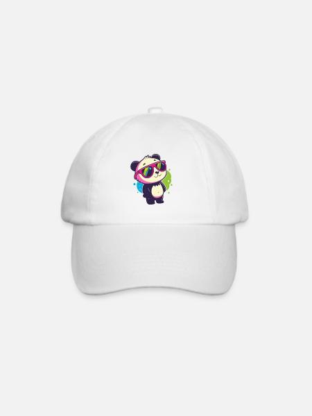 Niedliche Panda-Neonbrille - Baseballkappe - Weiß/Weiß