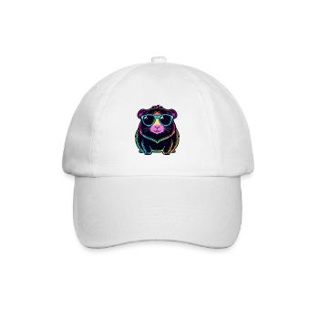 Neon-Regenbogen-Hamsterbrille - Baseballkappe - Weiß/Weiß - Vorne