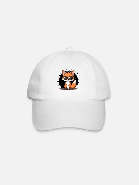 Chic Fox Schwarze Brille - Baseballkappe - Weiß/Weiß