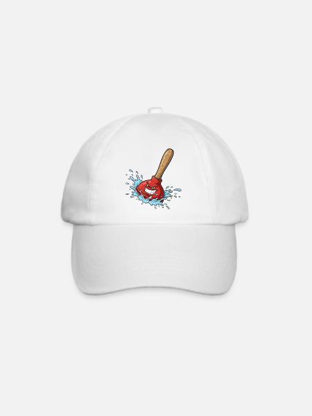 Roter Pümpel mit Wassersplash - Baseballkappe - Weiß/Weiß