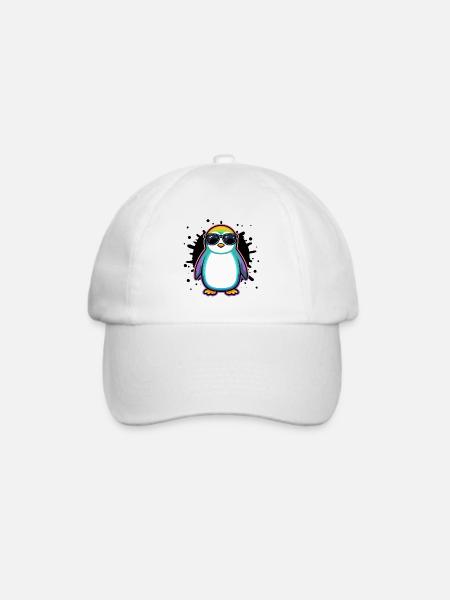 Pinguin-Regenbogengläser - Baseballkappe - Weiß/Weiß