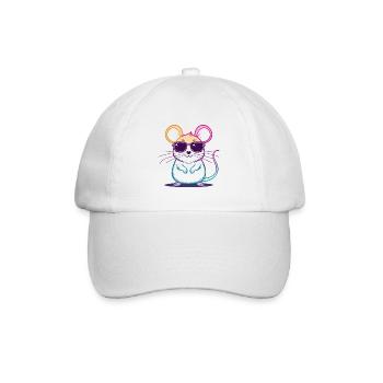 Regenbogen-Maus-Brille - Baseballkappe - Weiß/Weiß - Vorne