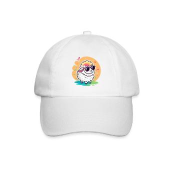 Trendige Schafs-Sonnenbrille - Baseballkappe - Weiß/Weiß - Vorne