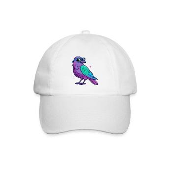 Lila Vogel Neonblaue Brille - Baseballkappe - Weiß/Weiß - Vorne