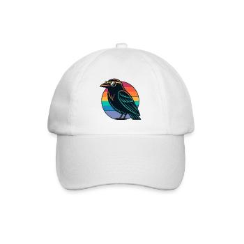 Retro Rainbow Raven - Baseballkappe - Weiß/Weiß - Vorne