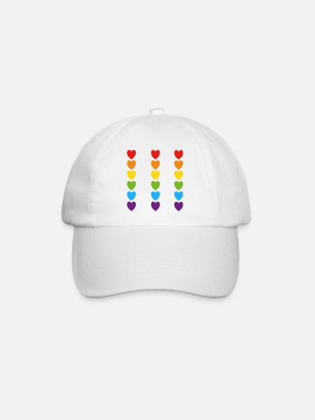 Stolz Regenbogenherzen - Baseballkappe - Weiß/Weiß