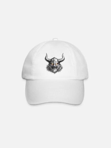 Wikinger-Kriegerhelm-Emblem - Baseballkappe - Weiß/Weiß