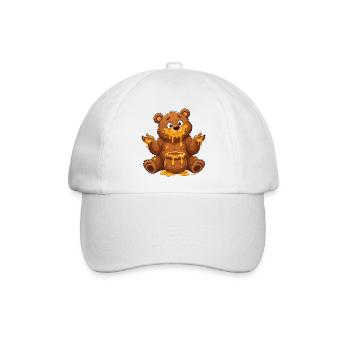Honigbär Cartoon mit Topf - Baseballkappe - Weiß/Weiß - Vorne