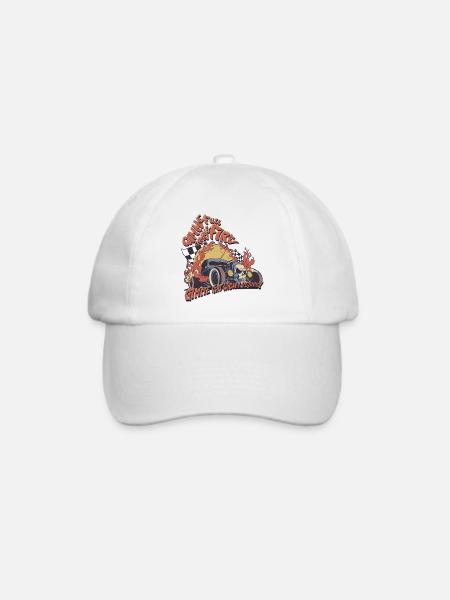 Flammen Hot Rod Schädel Design - Baseballkappe - Weiß/Weiß