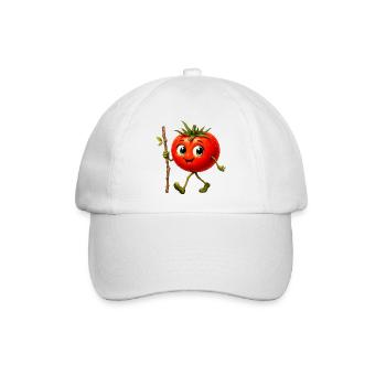 Tomate mit Stock - Baseballkappe - Weiß/Weiß - Vorne
