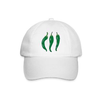 Drei Grüne Chilischoten - Baseballkappe - Weiß/Weiß - Vorne