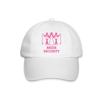 Brautsicherheit (Junggesellinnenabschied / Peitsche / Pink) - Baseballkappe - Weiß/Weiß - Vorne