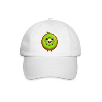 Kiwifrucht Kawaii Lächeln - Baseballkappe - Weiß/Weiß - Vorne