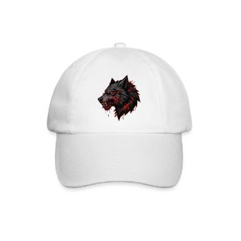 Wilder Wolfskopf Roter Blutspritzer Vektorgrafik - Baseballkappe - Weiß/Weiß - Vorne