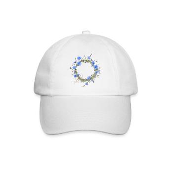 (Außer)gewöhnlicher Wegwartenkranz Blumenmotiv - Baseballkappe - Weiß/Weiß - Vorne