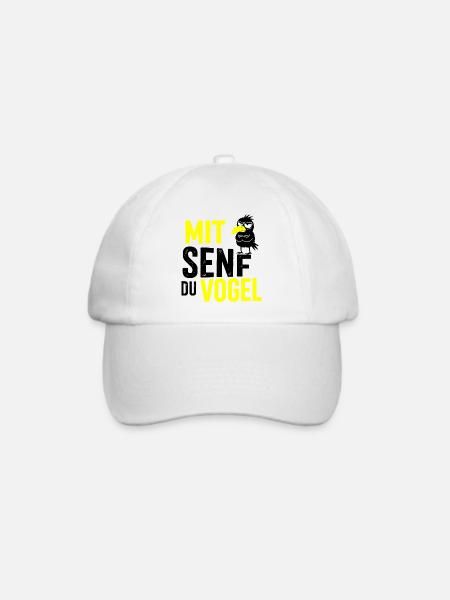 Mit Senf du Vogel, Bratwurst mit Senf - Baseballkappe - Weiß/Weiß
