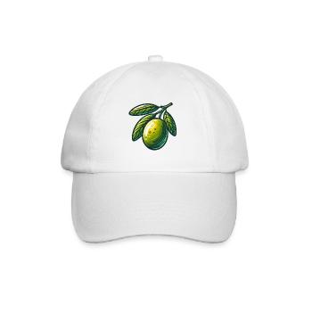 Goldene Olive auf Ast – Fruchtmotiv - Baseballkappe - Weiß/Weiß - Vorne