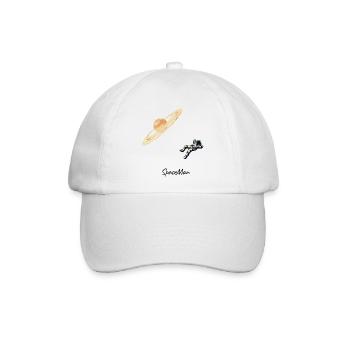 SpaceMan – Minimalistischer Astronaut & Planet Graphic - Baseballkappe - Weiß/Weiß - Vorne
