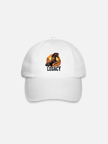 Wildpferde-Retro-Kunst - Baseballkappe - Weiß/Weiß