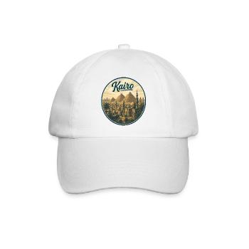 Kairo Retro Pyramiden Panorama - Baseballkappe - Weiß/Weiß - Vorne