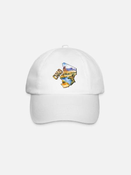 Tschad Aquarell Landkarte - Baseballkappe - Weiß/Weiß