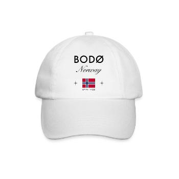 Bodø Norwegen Koordinaten Reise Souvenir - Baseballkappe - Weiß/Weiß - Vorne