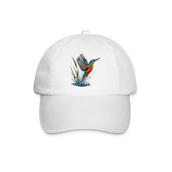 Smaragd-Eisvögel, der rauscht - Baseballkappe - Weiß/Weiß - Vorne