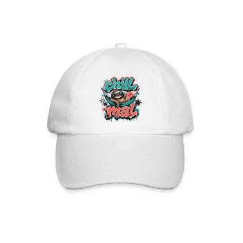 Chill Mal  Cooles Faultier Graffiti Design - Baseballkappe - Weiß/Weiß - Vorne