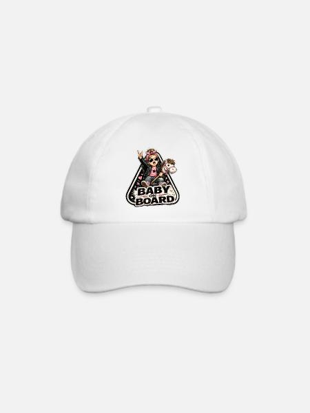 Baby on Board Rocker Stil - Baseballkappe - Weiß/Weiß