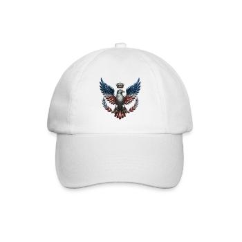 Königlicher US Adler – Freiheit & Krone Wappen - Baseballkappe - Weiß/Weiß - Vorne