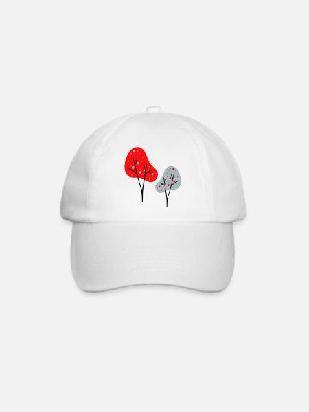 zwei bunte Bäume - Baseballkappe - Weiß/Weiß