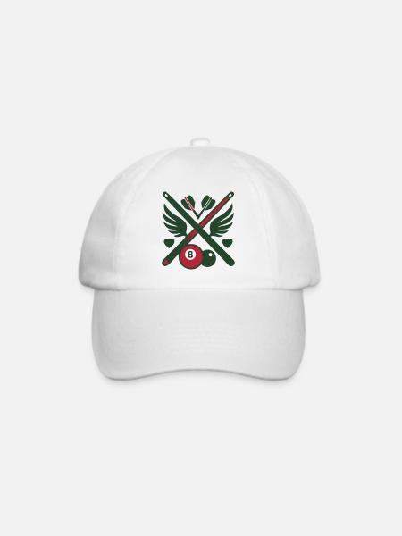 Billard Queue Fluegel Logo - Baseballkappe - Weiß/Weiß
