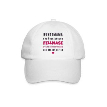 Hundemama Fellnase statt Kinderwagen - Geschenk - Baseballkappe - Weiß/Weiß - Vorne