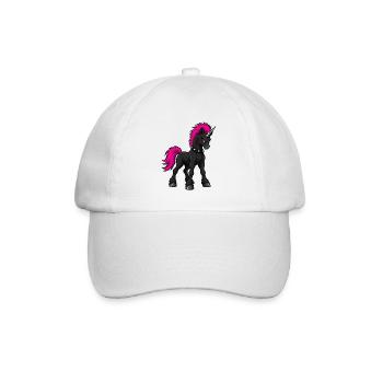 Punk Unicorn rockt einen rosa Irokesenschnitt - Baseballkappe - Weiß/Weiß - Vorne
